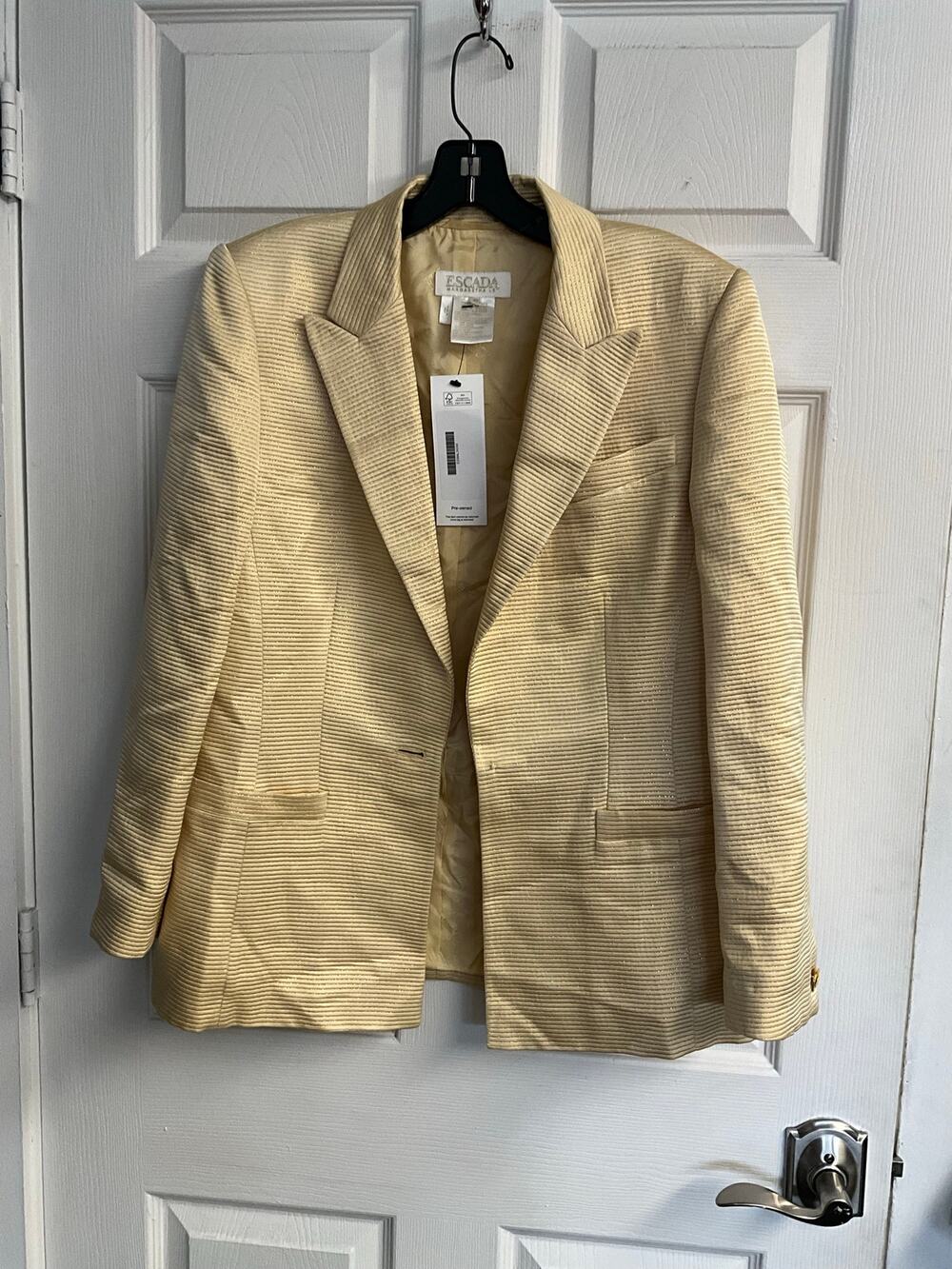 Vintage Escada Margaretha Ley Silk Wool Blazer Gold Cream